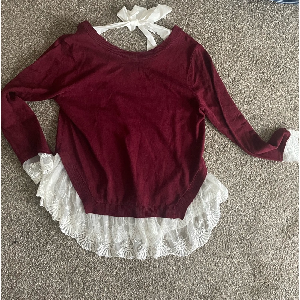 NWT twofer lace detail sweater